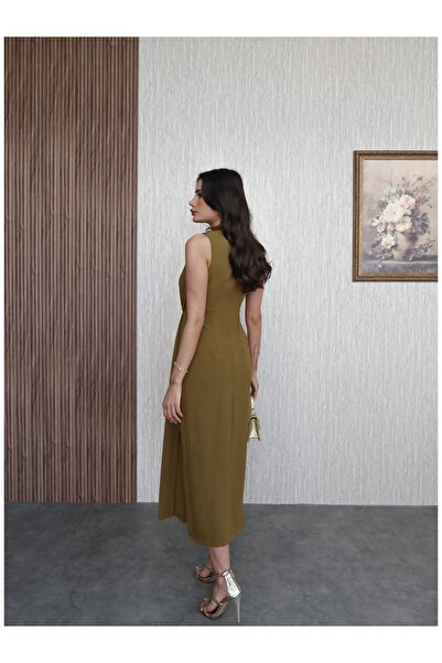 ESRAHELVACI Draped Gold Accessory Dress