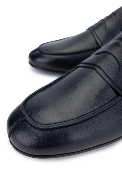 Tamer Tanca Мъжки тъмносини мокасини от естествена кожа