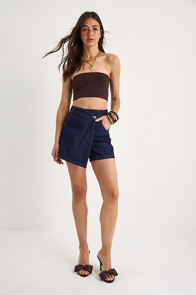 Bianco Lucci Damen-Jeansshorts mit Taschendetail und zweireihigem Verschluss, Rock 8017 60283266