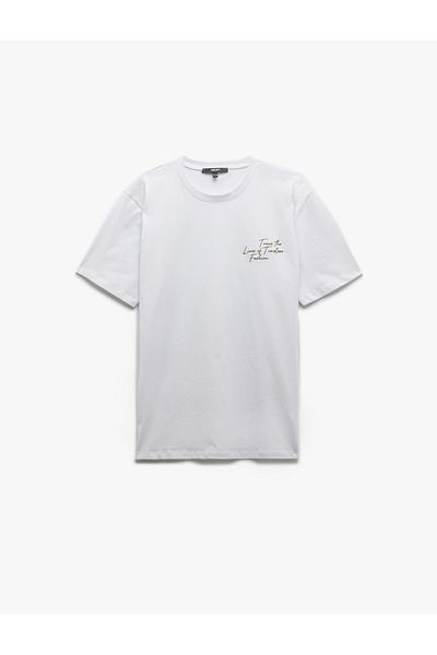 Koton New Season Crew Neck Cotton Regular Fit Embroidered Short Sleeve T-Shirt