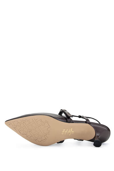 Tamer Tanca Women's Genuine Leather Brown Heeled Shoes