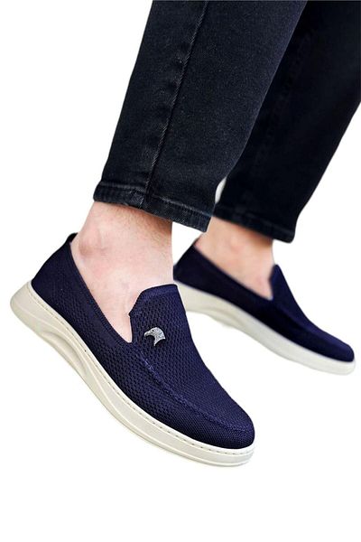 Liger Мъжки летни обувки Knitwear Inside от естествена кожа, тъмносини