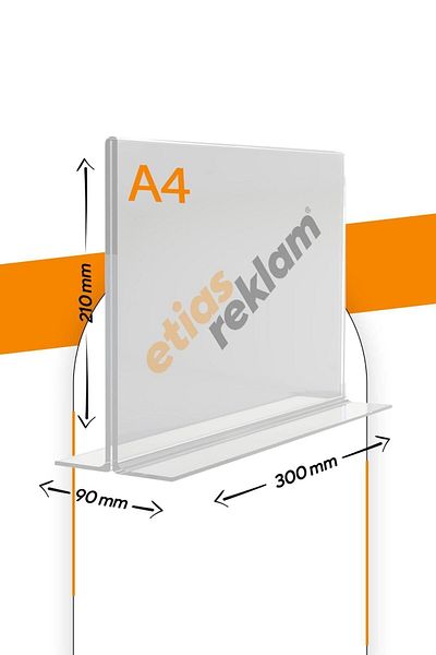 Etias Reklam A4 T Type Horizontal 5-Piece Table Top Transparent Plexi Fountain / Brochure Holder