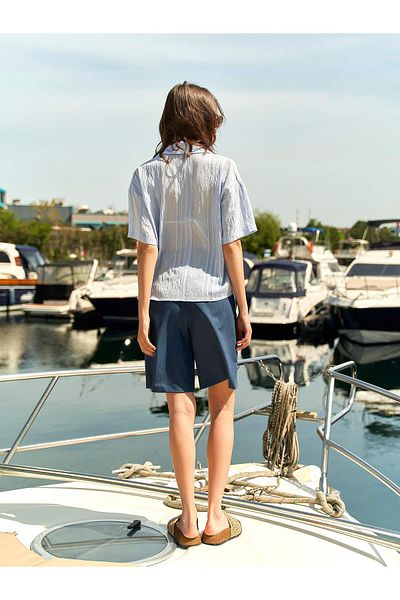 Coral Single Pocket Short Sleeve Shirt Baby Blue