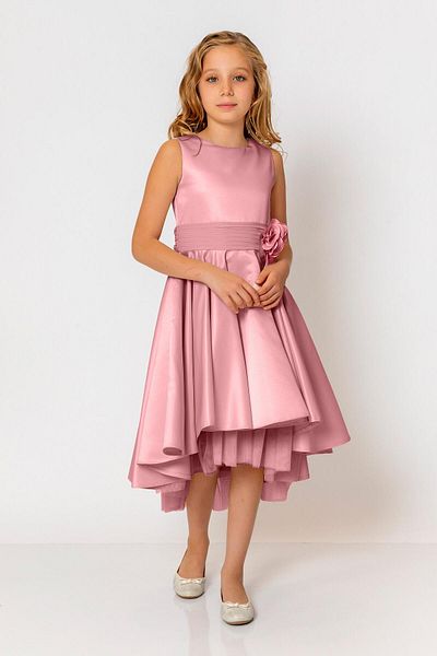 incity Girl's Crew Neck Sleeveless Back Zipper Dusty Pink Evening Dress