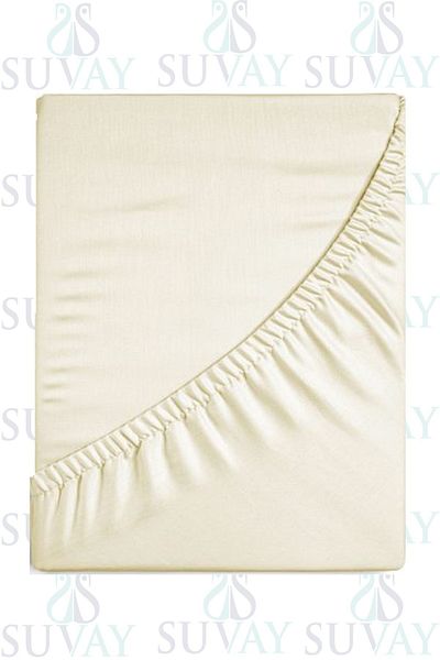 SUVAY Cream Combed Cotton Elastic Sheet Single Double Large Size 100% Cotton Elastic Combed Cotton Sheet
