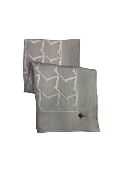 19V69 ITALIA Düz Renk Jakarlı Yün Seri Eşarp Askısı ile Birlikte 120x120 cm