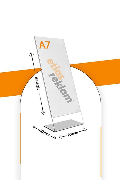 Etias Reklam A7 L Type Vertical Table Top 5 Pack / Transparent Plexi Foiling / Brochure Holder