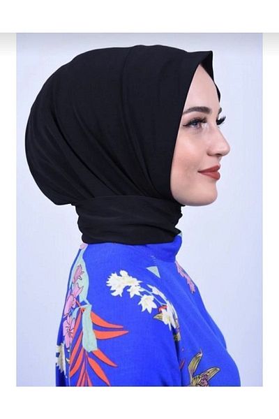 MOD-EXX Snap Fastener Bonnet Hijab Swimsuit Top Matching Sea and Pool Bonnet Hijab Black