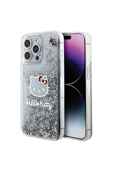 Hello Kitty IPhone 15 Pro Max Case, Liquid Glitter Hardcase, Hello Kitty - Silver