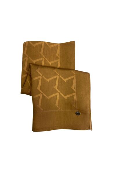 19V69 ITALIA Düz Renk Jakarlı Yün Seri Eşarp Askısı ile Birlikte 120x120 cm