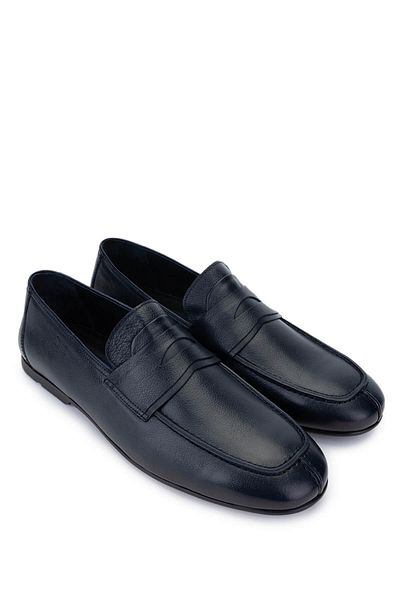 Tamer Tanca Men's Genuine Leather Navy Blue Loafers