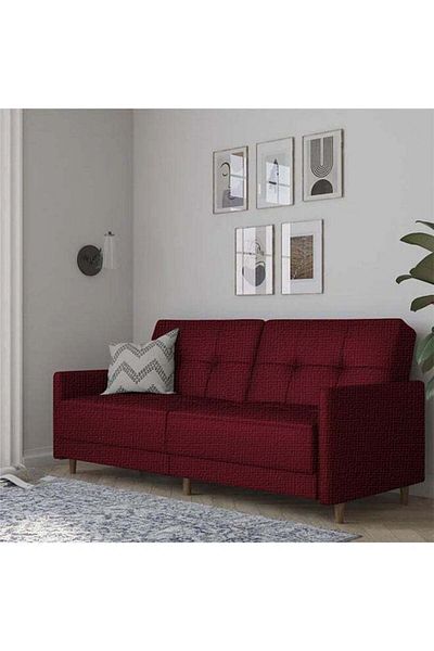 soufa dibaj Odessa | 2-Seater Sofa Upholstered In Velvet 193x85x86 cm - Burgundy