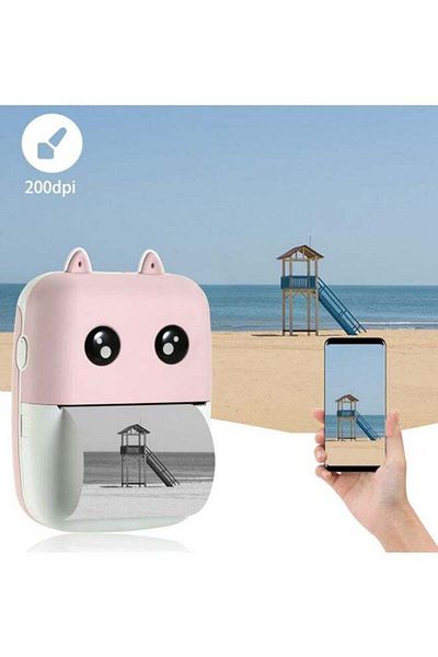 fulina Small Printer, Wireless Pocket, With Paper Roll and Charging Cable, Compact and Portable, Pink/White