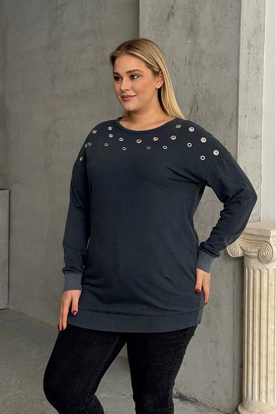 Stil Diva Hanorac cu mânecă lungă de mărime mare, cu ochiuri și decupaj la spate 303870