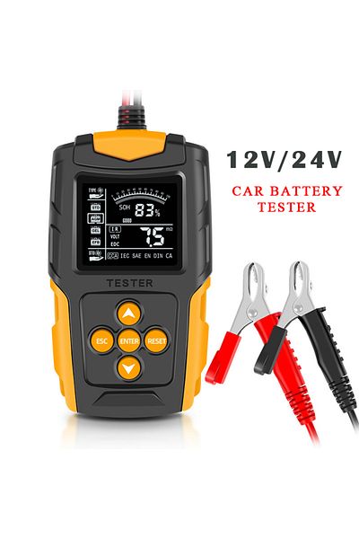 Choice Yellow Foxsur Car Battery Tester Analyzer 12v 24v Vrla Gel Agm Automotive Quick Load Plug Cranking T