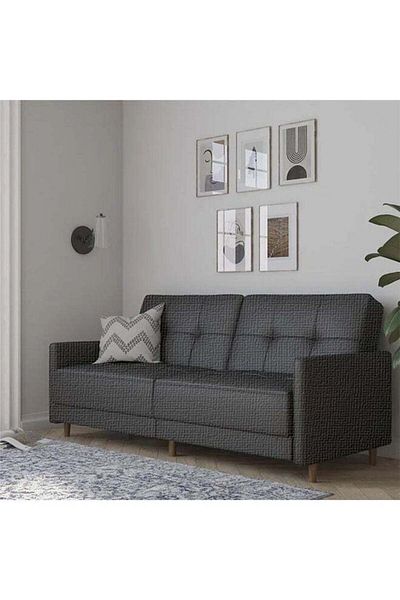 soufa dibaj Odessa | 2-Seater Sofa Upholstered In Velvet 193x85x86 cm - Dark Grey
