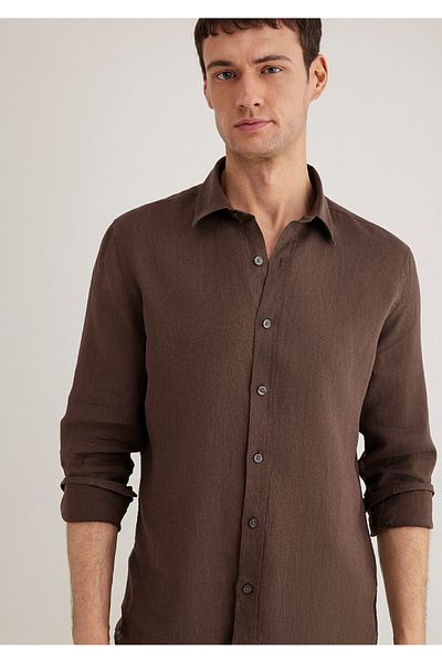 Mavi Braunes Leinenhemd Slim Fit / Slim Fit 0211466 -87537