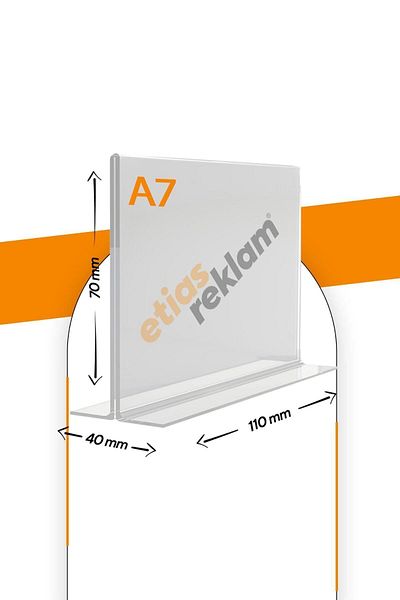 Etias Reklam A7 T Type Horizontal 5-Piece Table Top 2.8 Mm Transparent Plexi Foyluk / Brochure Holder