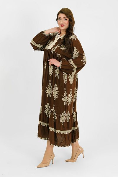 By Alba Collection Women's Tan Cotton Viscose Plus Size Dress