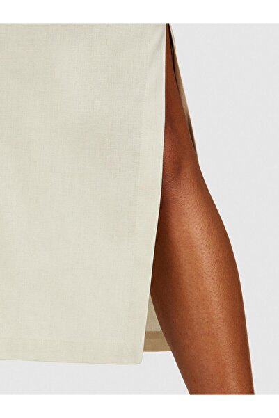 Sisley Fusta creion midi cu fantă din amestec de in și bumbac Fusta gri pentru femei - 324p4u6wl0023