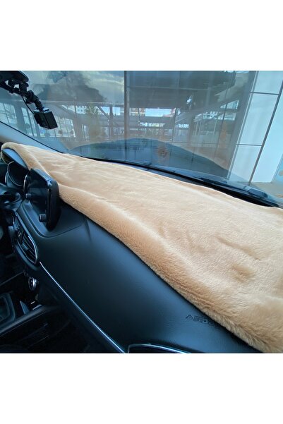 Oto Aksesuarcım Yumuşak Tüylü Oto Torpido Bagaj Üstü Örtü Peluş Halı Kahverengi 130x40cm