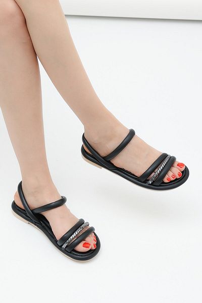 ALTUNTAŞ Orthopedic White Women's Stone Sandals Comfortable Women's Sandals Puff Sandals Anatomical Women's Sandals
