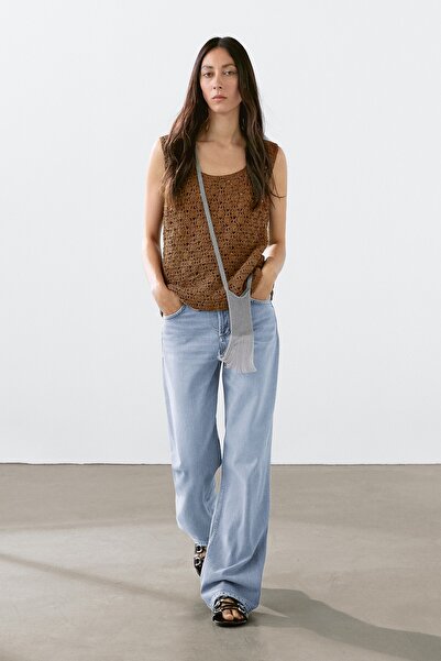 Massimo Dutti Süet deri kroşe top