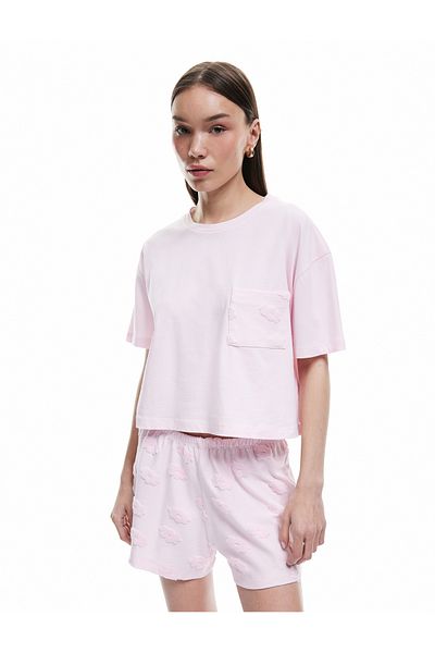 Koton Cotton Crew Neck Short Sleeve Floral Shorts Pajama Set