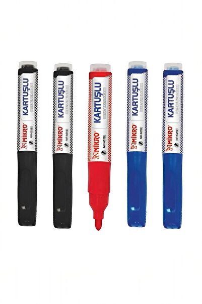 Mikro 5 Adet Kartuşlu Tahta Kalemi Seti 3 Renk 2 Mavi - 2 Siyah - 1 Kırmızı