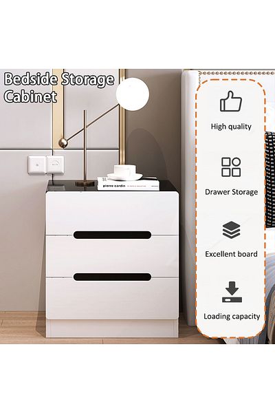 EqiEch Bedside Table,Modern Nightstand,Small Chests,Dresser Chest with 3 Storage Drawers