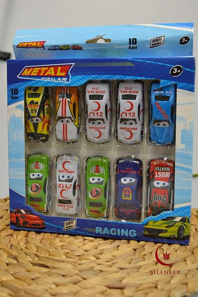 Bilenler Set of 10 Metal Toy Cars – Mixed Model (Ambulance, Race Car and More)
