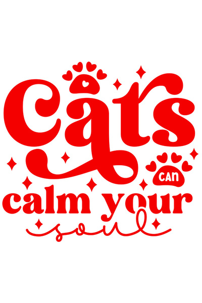 StoryGift Romania Sticker Eticheta 50CM Exterior cu mesajul "Cats can calm your soul" - pisicile iti pot calma s
