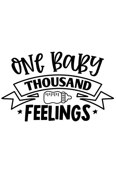 StoryGift Romania Sticker Eticheta 40CM Exterior cu textul "One baby, thousand feelings" - un bebelus o mie de s