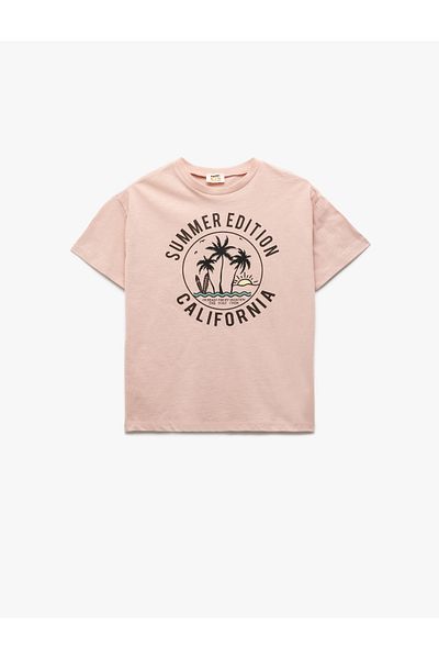 Koton Crew Neck Short Sleeve Printed Cotton T-Shirt