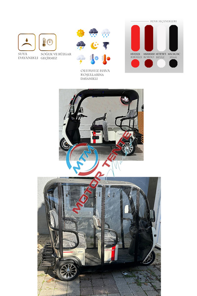 motor tente market mtm Altemur 3000 Üç Tekerli Motor Brandası - Siyah