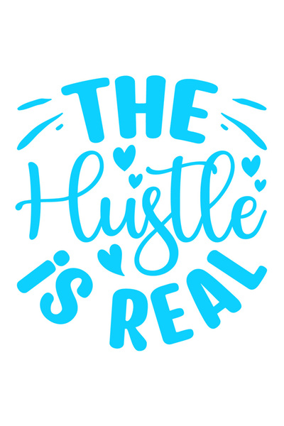 StoryGift Romania Sticker Autocolant 30CM Exterior cu inimioare si textul "The hustle is real" - munca e reala o