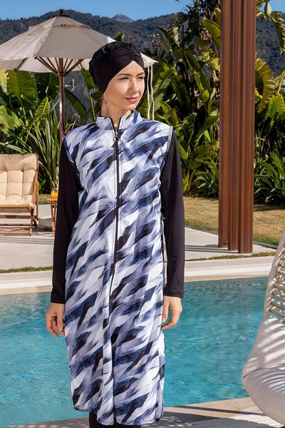 Mayom Fully Covered Long Gilet Model Fast Drying Hijab Swimsuit - 2529