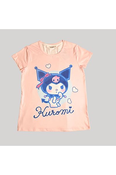 kuromi WOMENS SHORT SLEEVE PAJAMA SETS , SILKY POLYESTER
