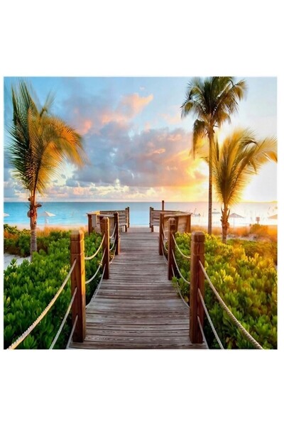 zola Goblen mozaic cu diamante, model ponton pe plaja, 30x30 cm