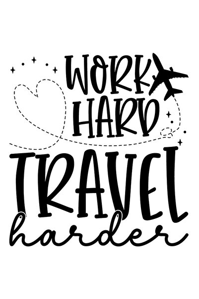 StoryGift Romania Sticker Exterior cu un avion si mesajul "Work hard, travel ...
