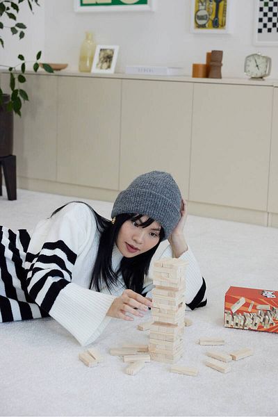 BE BLUE ECRU STRIPED SWEATER