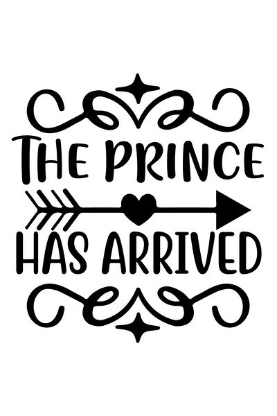 StoryGift Romania Sticker Eticheta 50CM Exterior cu o sageata si mesajul "The prince has arrived" - printul a so