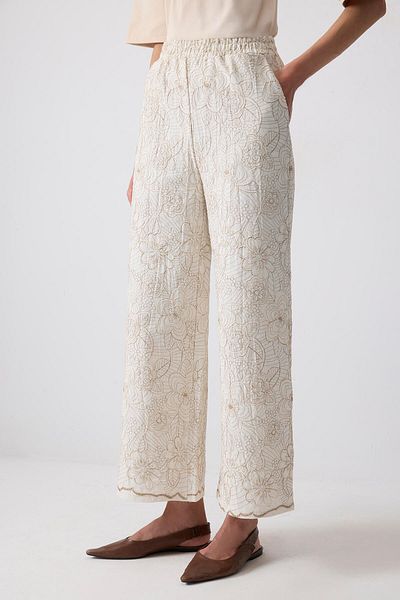Touché Privé Embroidered Linen Pants