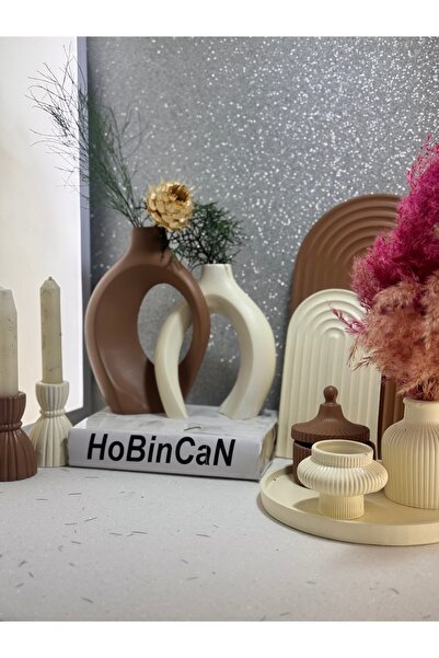 BLANJ sarmasık 2'li halka 2'li mumluk büyük-küçük gökkusağı tabağı yuvarlak tepsi pampas vazo 10 parça