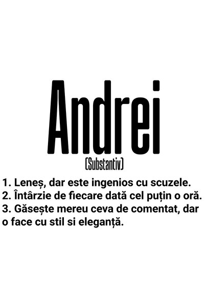 StoryGift Romania Sticker Eticheta 40CM Cu Numele Andrei, Amuzant, Lenes, Hai...