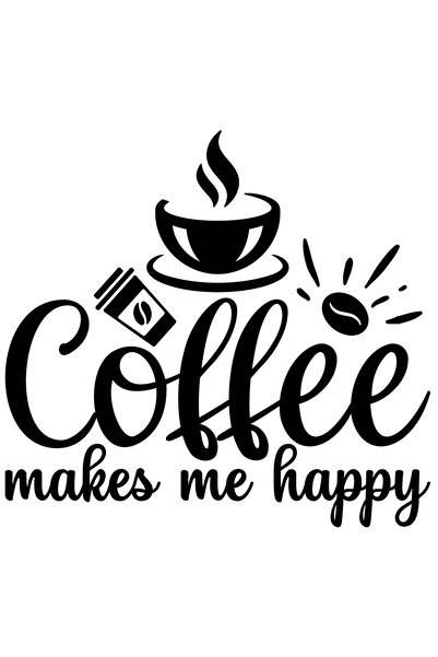 StoryGift Romania Sticker Eticheta 50CM Exterior cu mesajul "Coffee makes me happy" - cafeaua ma face fericit ,