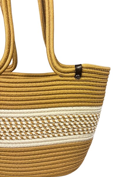 MaVaux Palmira Naturel Плетена сумка з середньою смужкою, деталізована, для рук і плеча, фаворит стильних і легких літніх образів