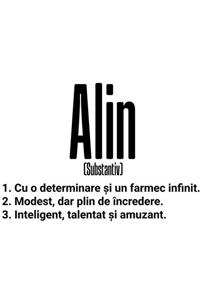 StoryGift Romania Sticker Cu Numele Alin, Determinare, Modest, Inteligent, Am...