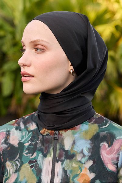 BE BLUE Hijab Swimsuit Black Tied Shawl